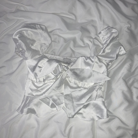 Princess Polly Tops - Unwritten love top white (tie up blouse)
